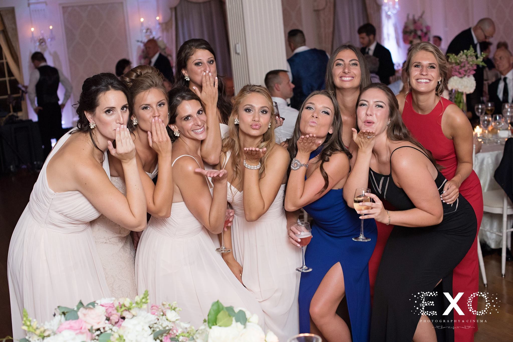 bride and friends at reception of the royalton mansion