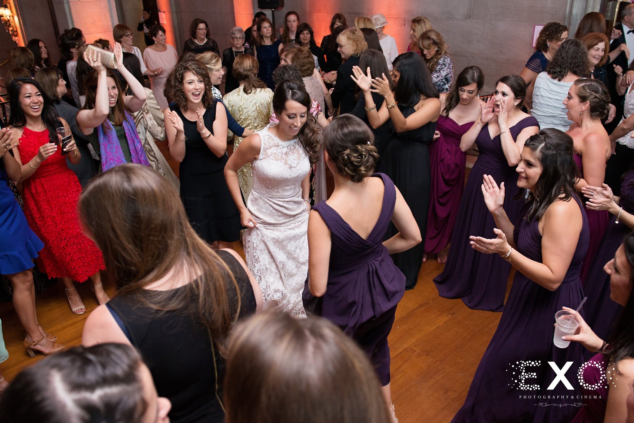 bride and guests dancing at Hempstead House reception to Nafshenu