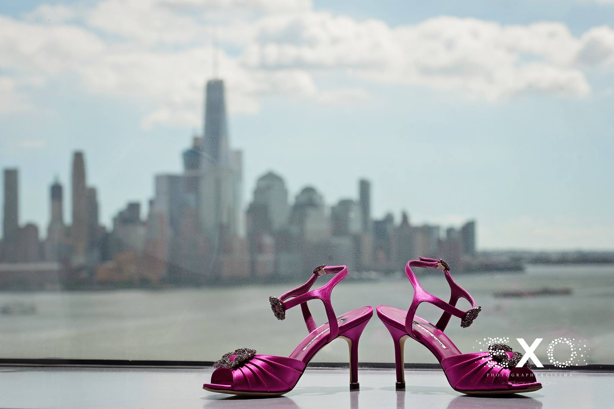 pink manolo blahnik shoes and skyline
