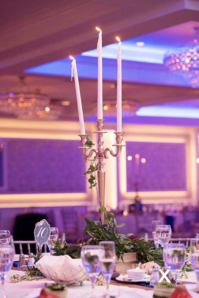 floral table arrangements by flowers by brian at Watermill Caterers wedding reception