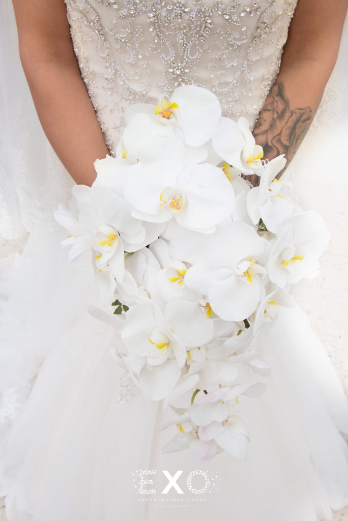 close up of brides flowers