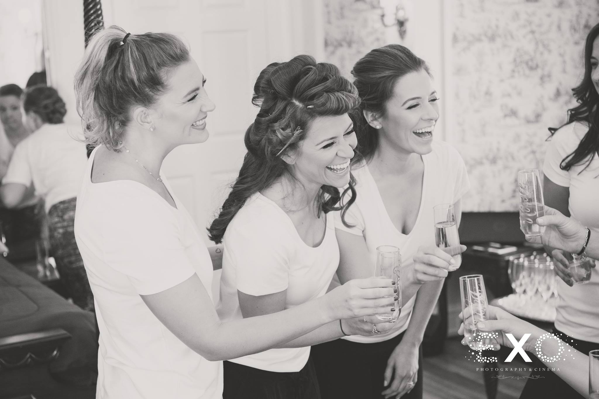 bride and bridesmaids getting ready with Mariel Benenati