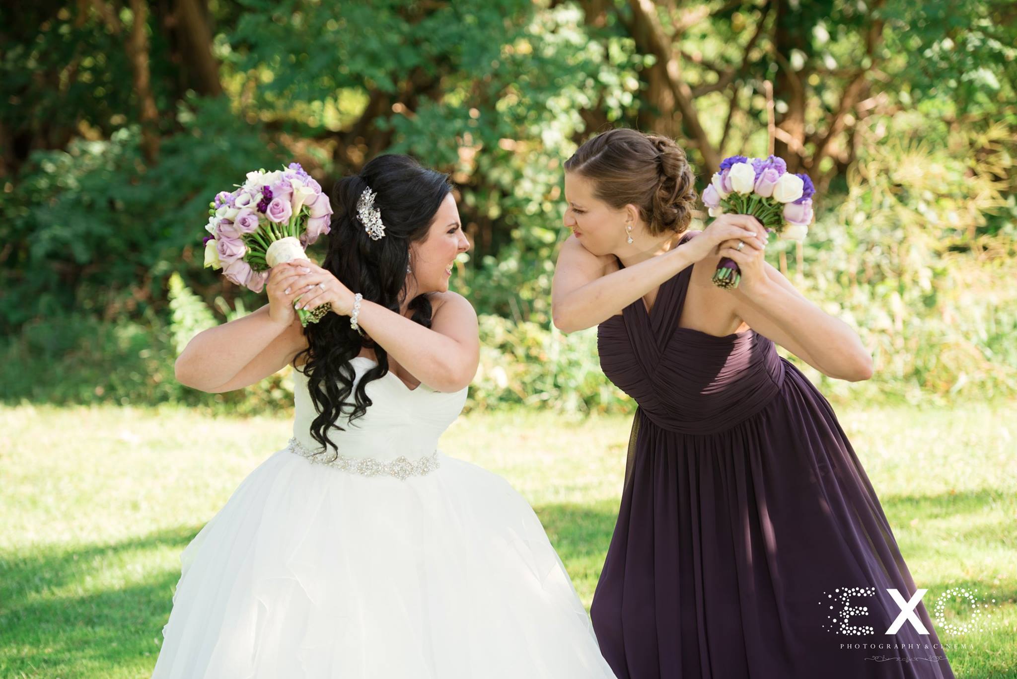 bride and bridesmaid with a fun picture