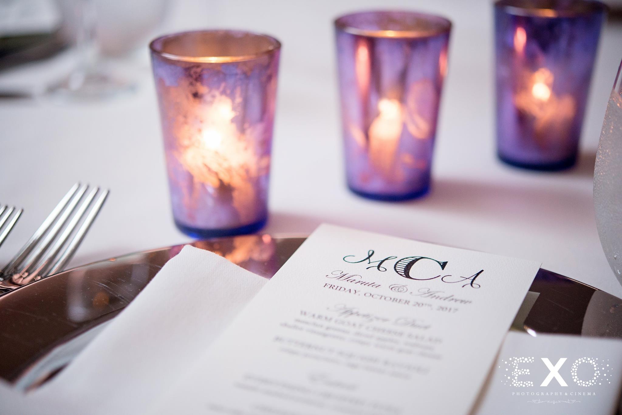 table arrangements with wedding stationary done by minted