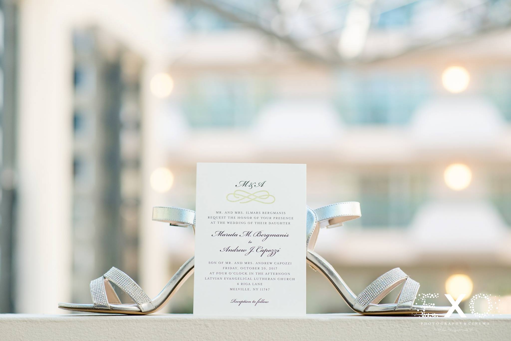 wedding shoes with wedding invitation by Minted
