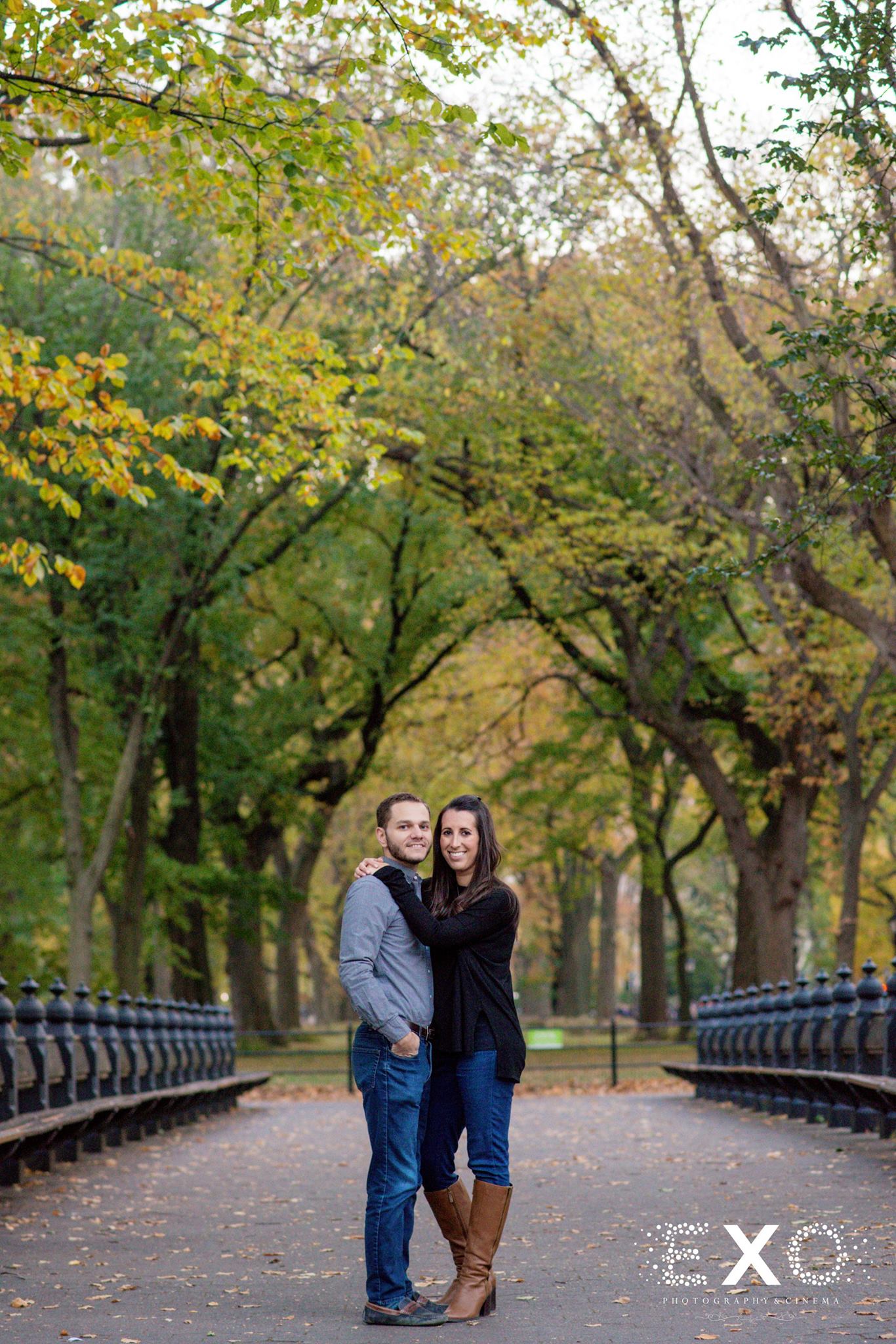 couple photographed during Central Park fall engagement session