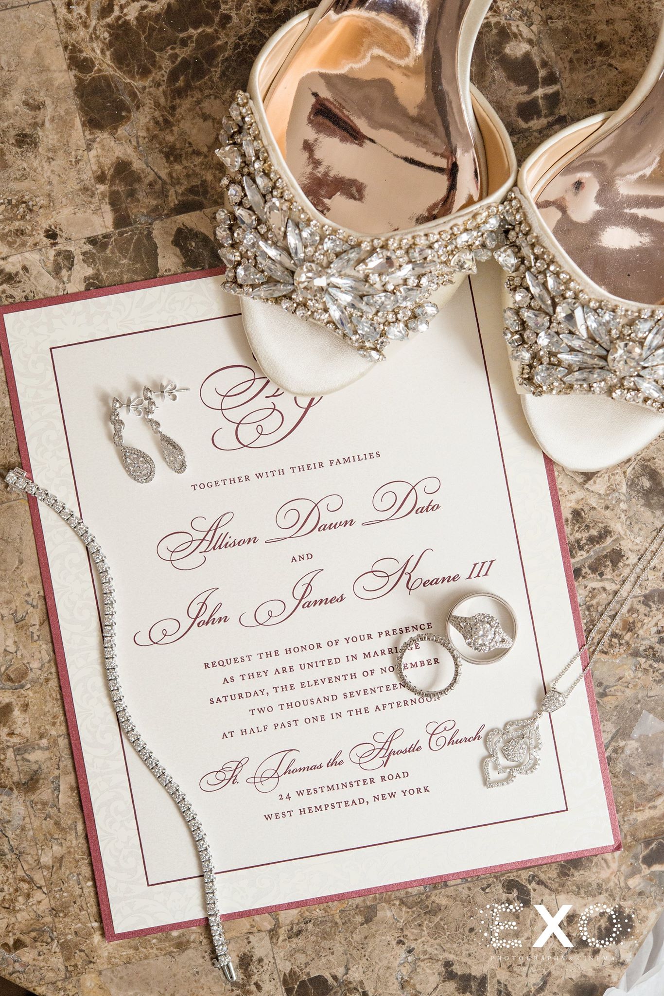 wedding stationary by J&D Invitations with Badgley Mischka shoes