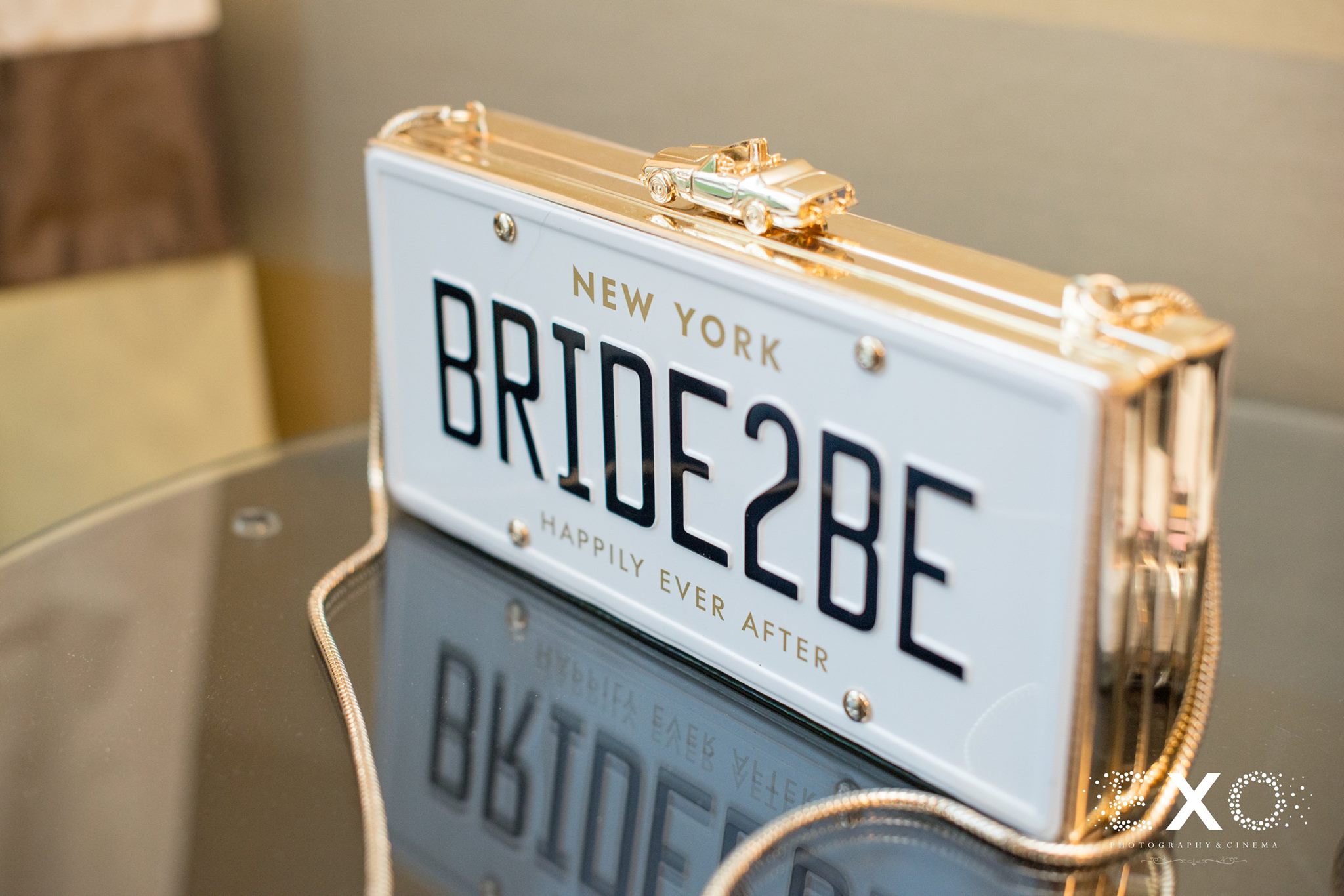 'bride to be' license plate clutch