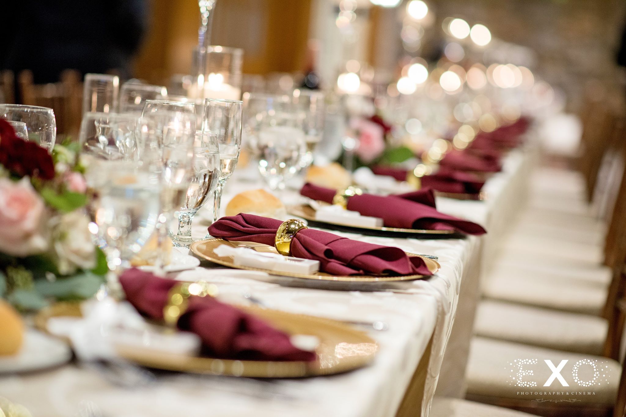table setting at Fox Hollow wedding ceremony near Long Island 