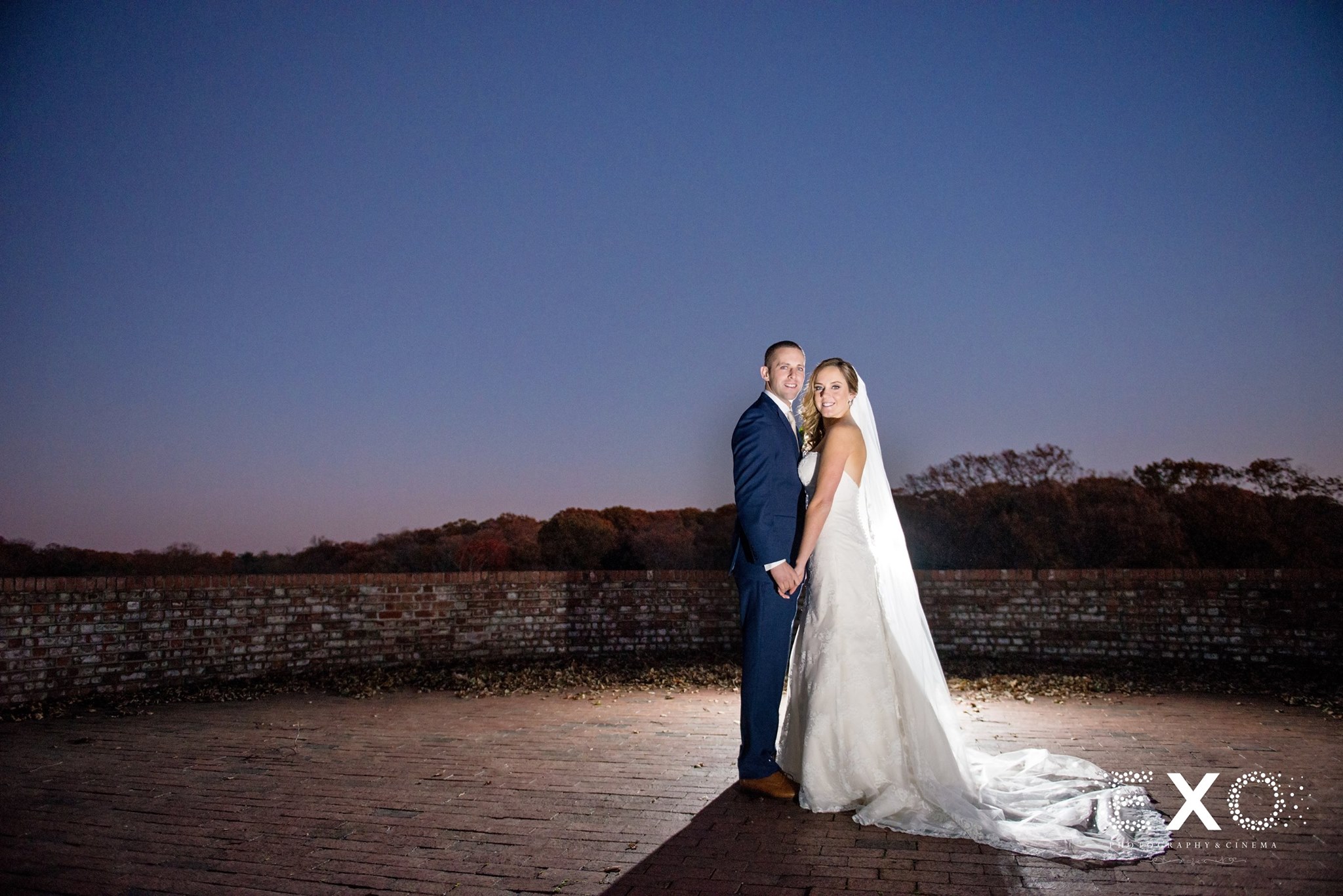 evening shot of couple at Heritage Club at Bethpage wedding