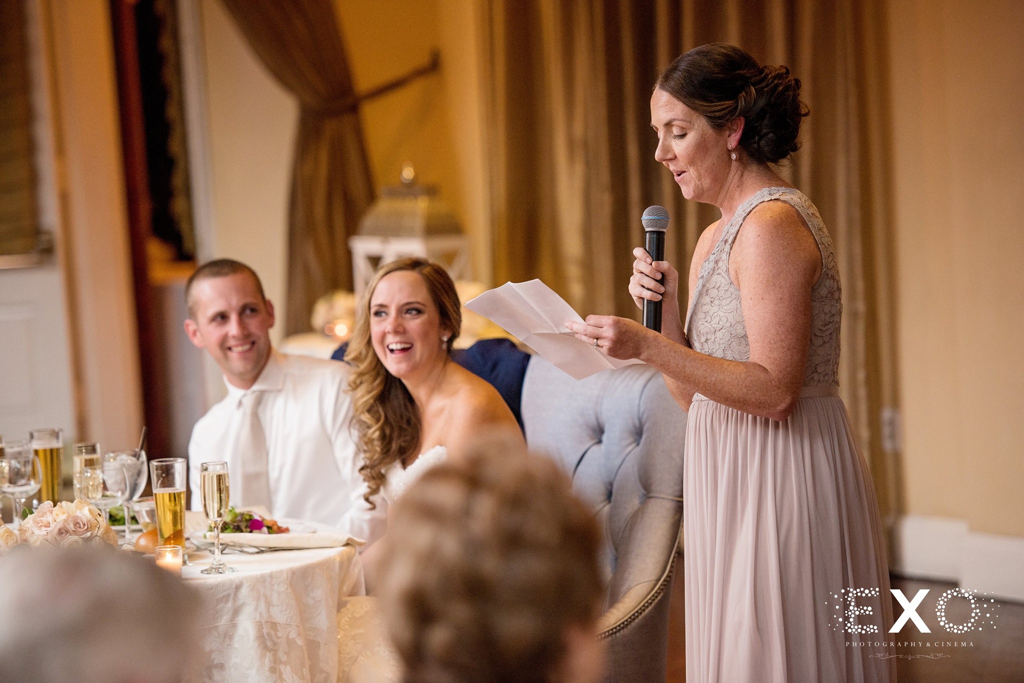 wedding guest giving toast during Heritage Club at Bethpage wedding reception