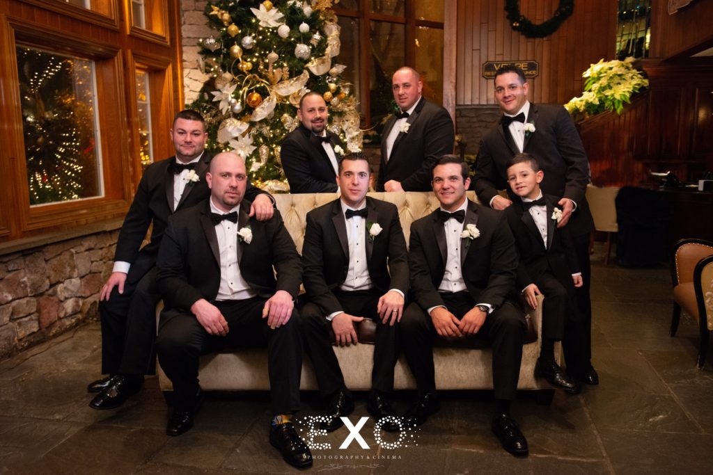 Groomsmen at party 