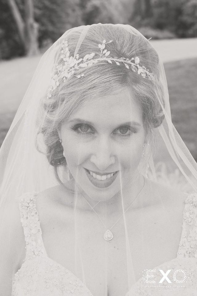 beautiful bride with veil on