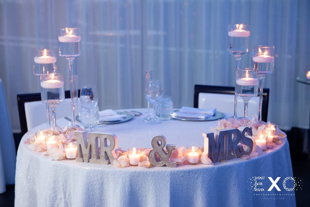 bride and groom's table at Harbor Club at Prime, wedding inspo