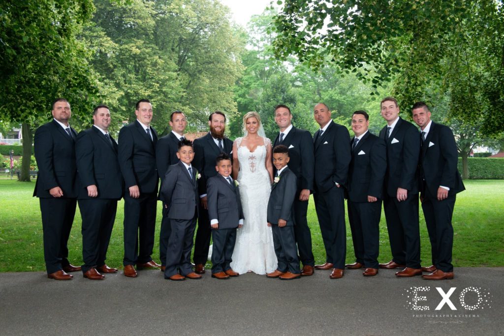 bride with groomsmen and ring bearers at Harbor Club at Prime