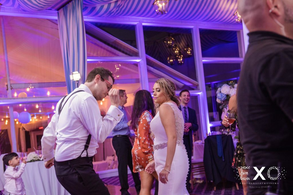 bride and groom dancing at Oceanbleu