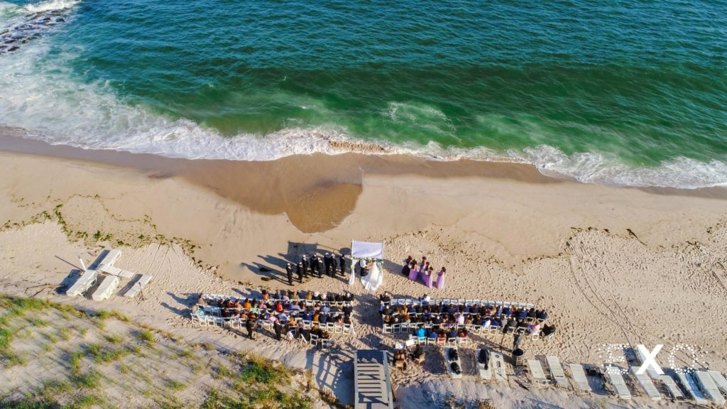 drone view of the wedding at Oceanbleu