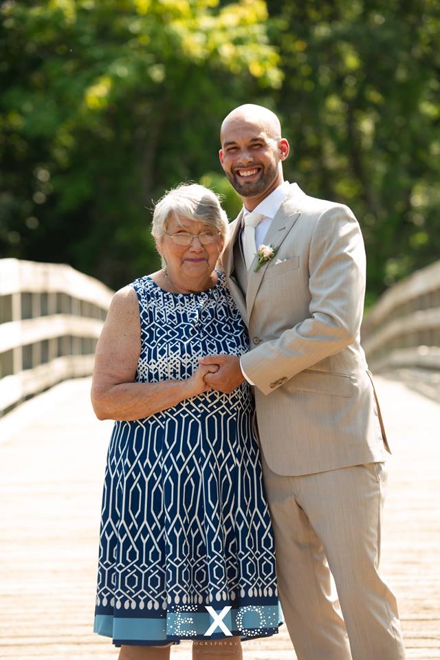 Groom and grandmother at Pavilion at Sunken Meadow