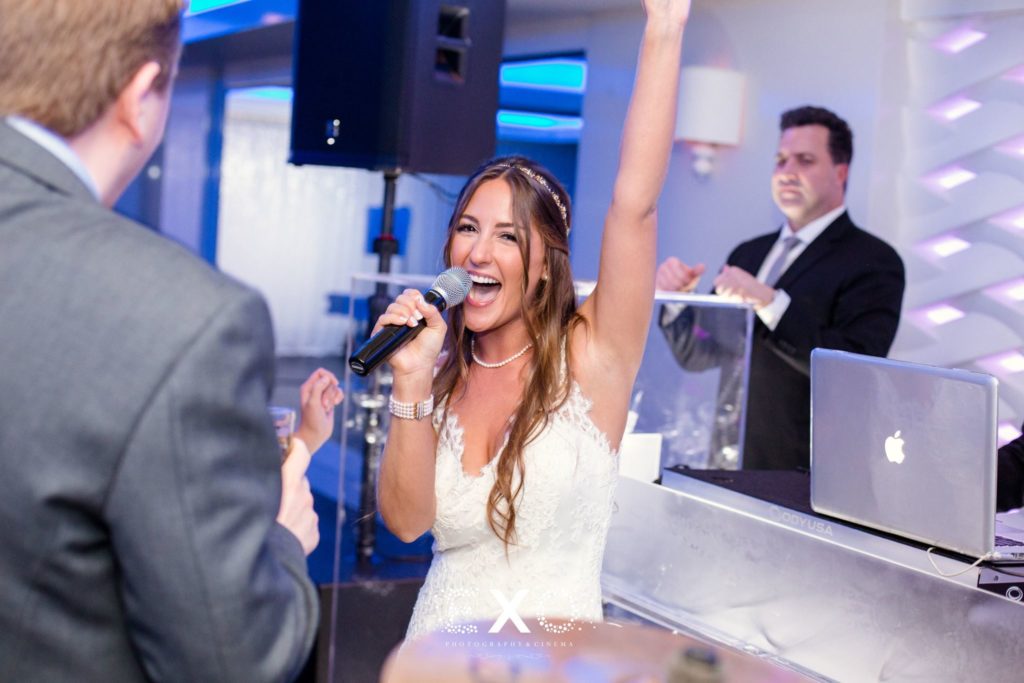 bride on the microphone having a blast
