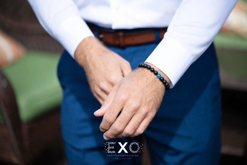 groom's blue bracelet