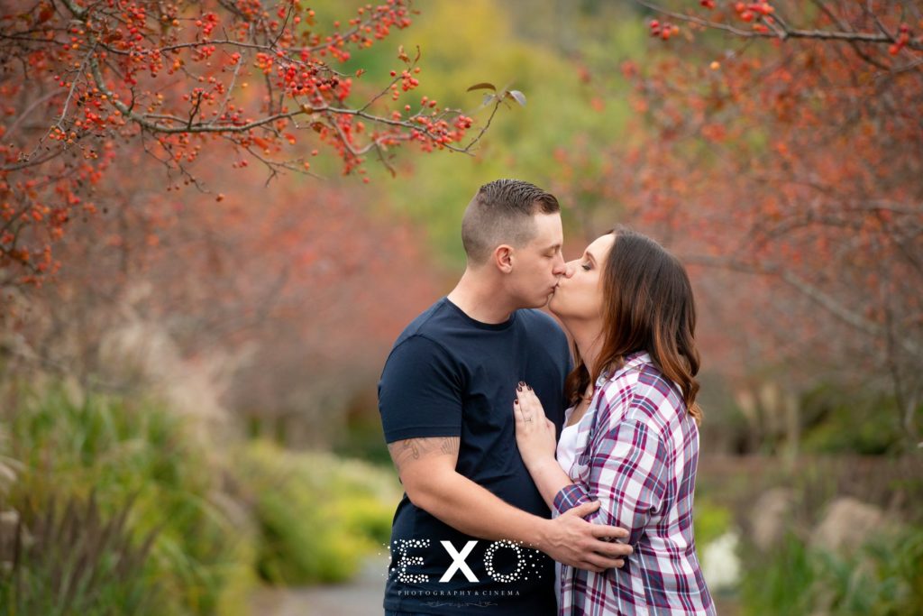 Couple kissing at Caumsett State Historic Park Preserve