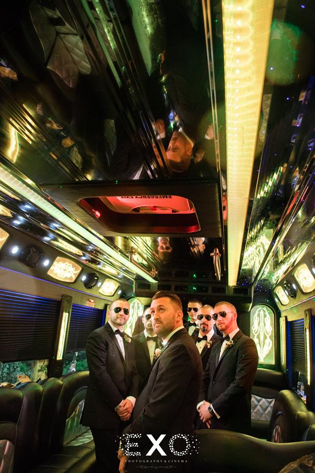 groomsmen in the limo