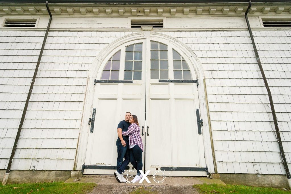 Couple in front of one of the building at Caumsett State Historic Park Preserve
