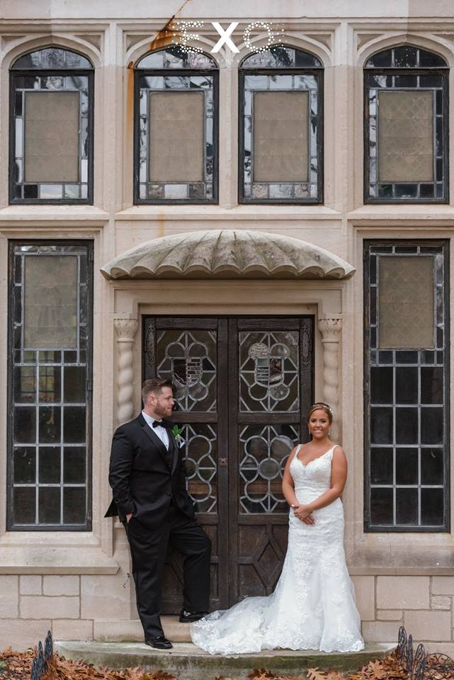 Bride and groom outside