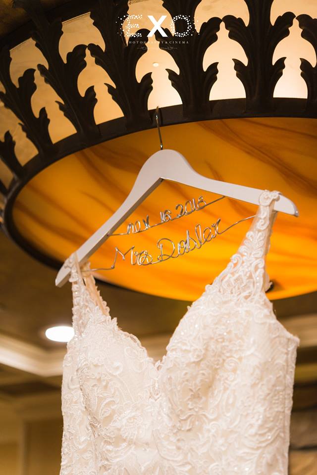Dress hanging with personalized hanger