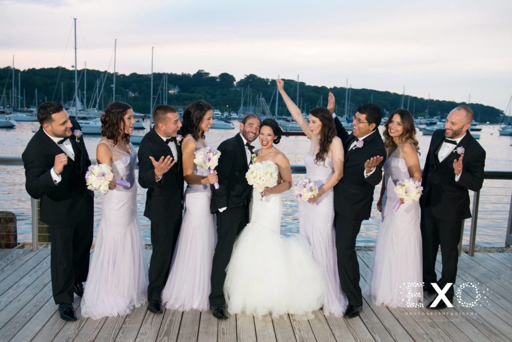 bride and groom with bridal party at Harbor Club at Prime