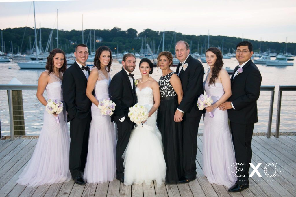 bride and groom with family at Harbor Club at Prime