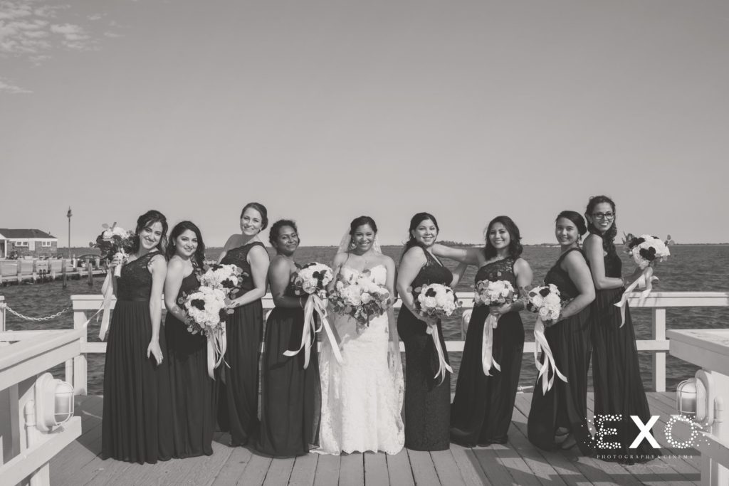 bride with her bridesmaids at Chateau La Mer