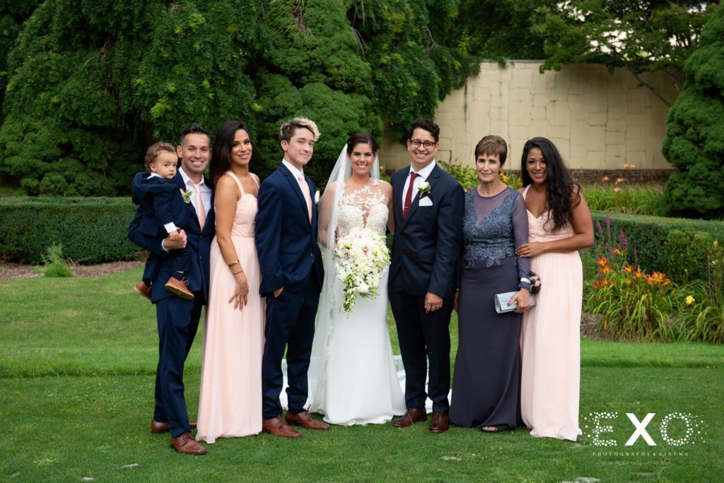 bride and groom with groom's family