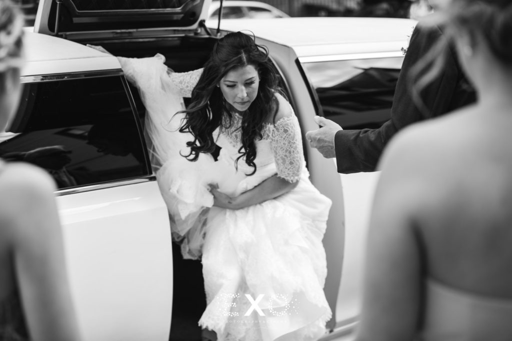 bride getting out of the limo