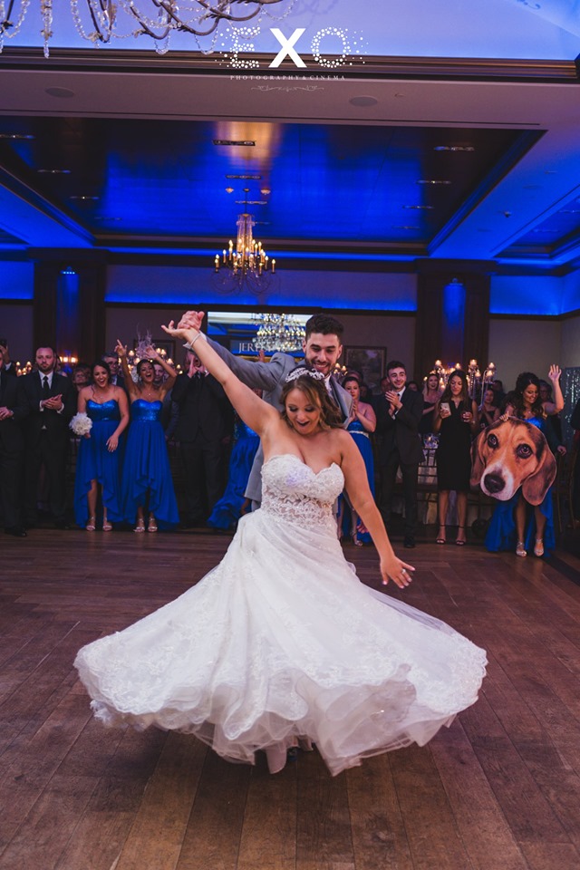 bride and groom dancing at Larkfield