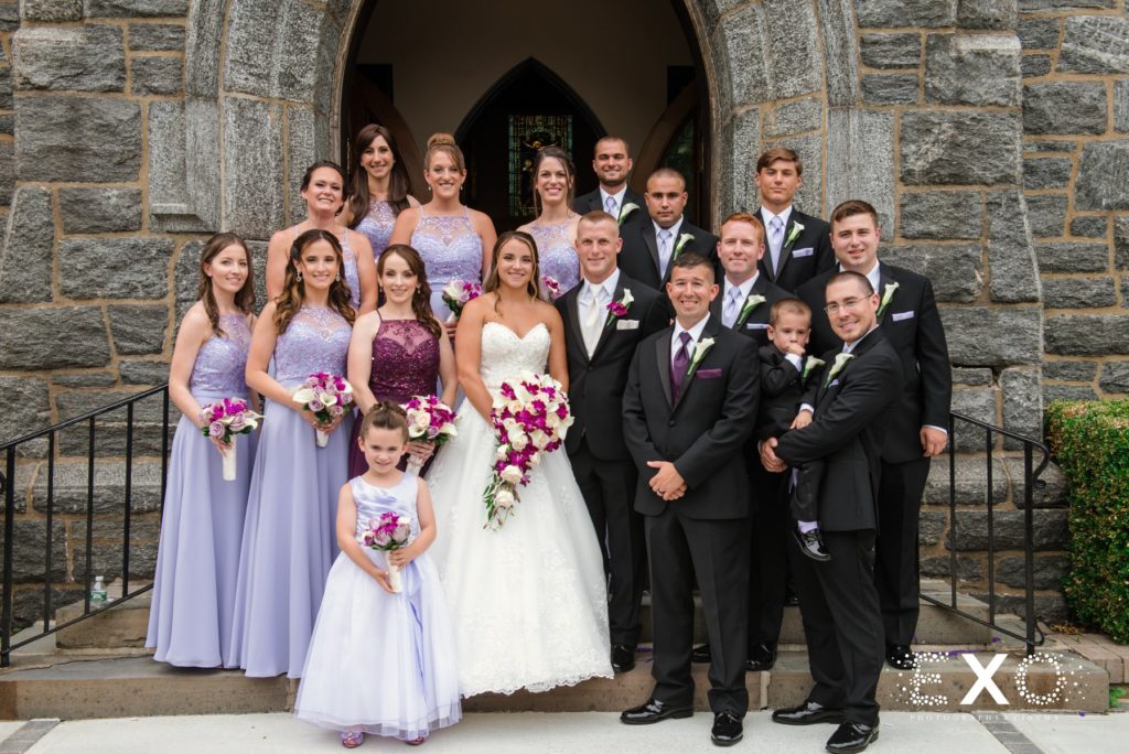 bridal party outside the church