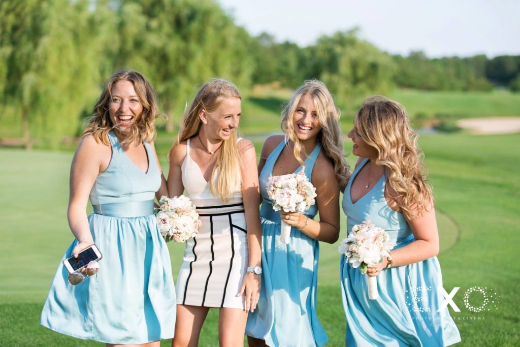 bridesmaids outside of Willow Creek Golf and Country Club