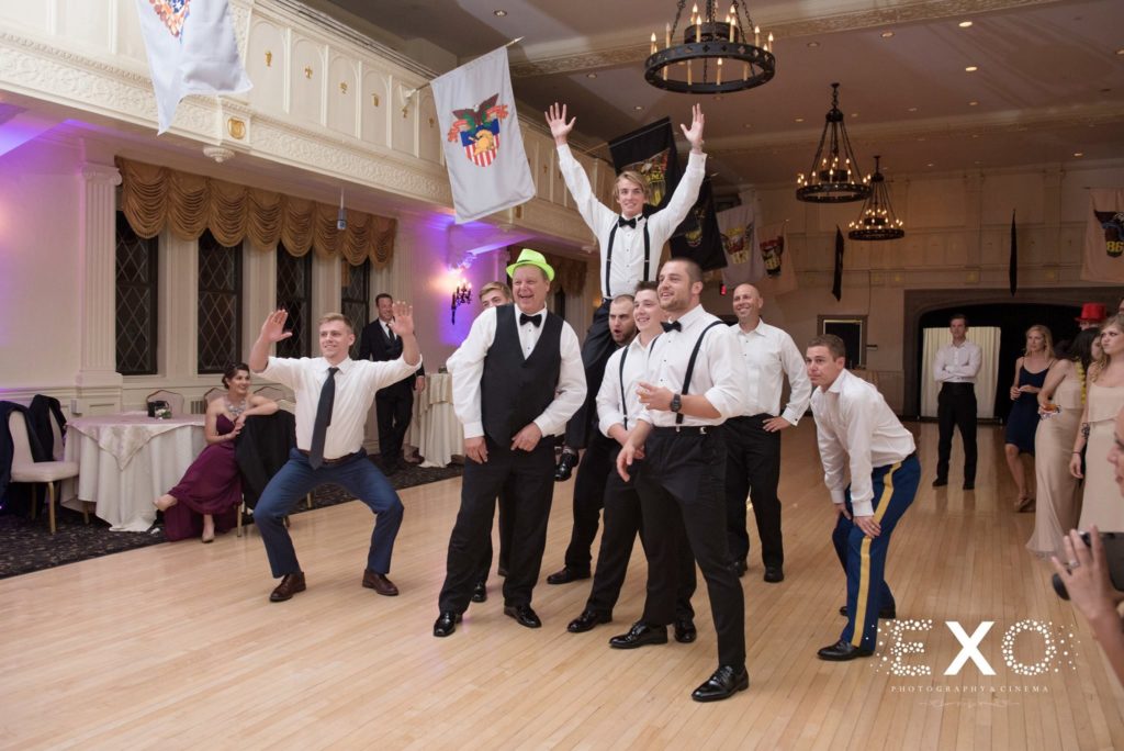 groomsmen dancing at The Thayer Hotel