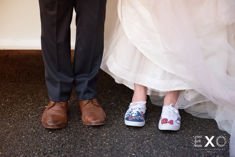 bride's customized sneakers, wedding inspo