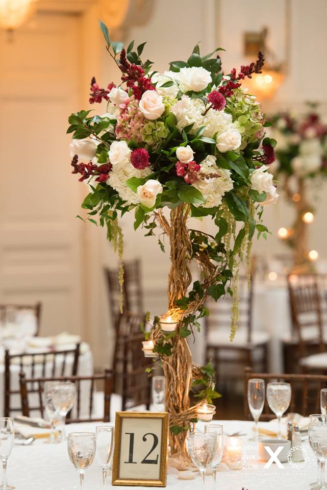 floral centerpieces at Bourne Mansion