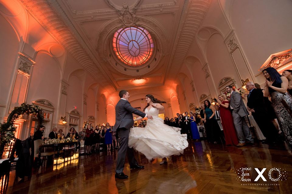 bride and groom first dance at Bourne Mansion