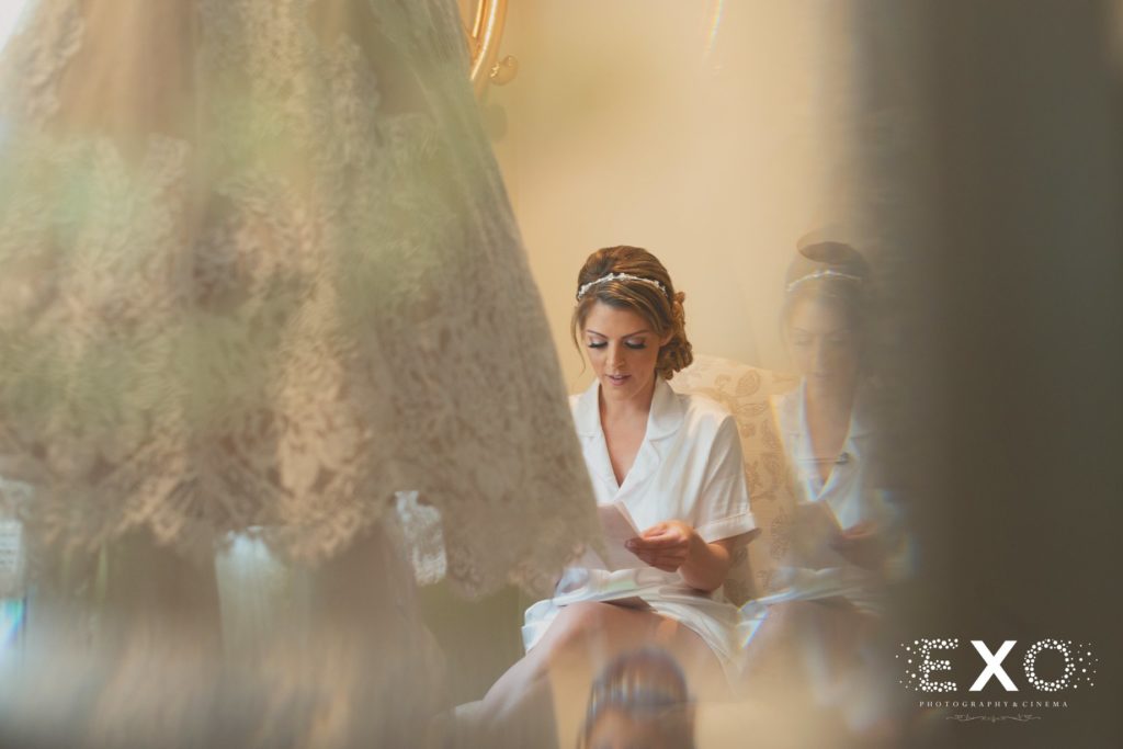 bride reading not from groom at Bourne Mansion