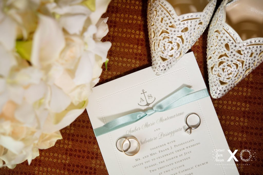 invitation with bride's shoes