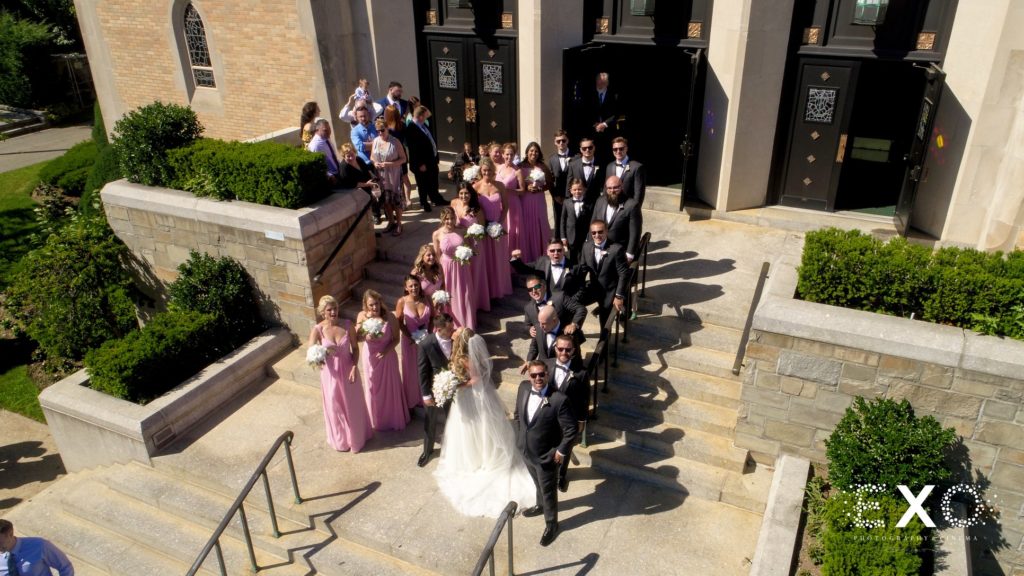 bridal party outside church