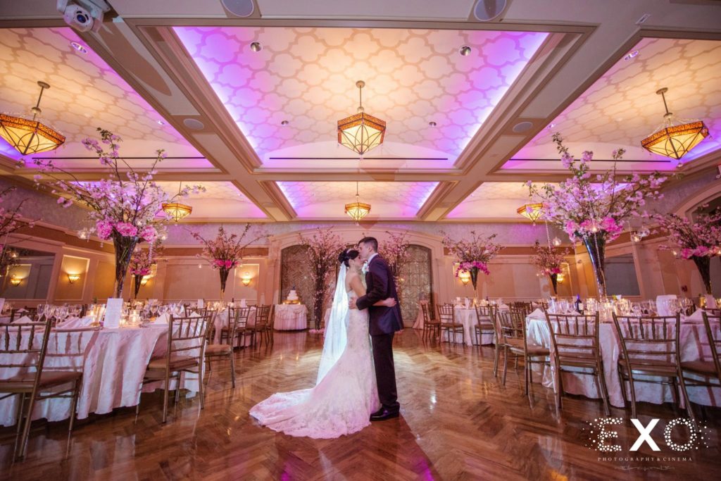 bride and groom in ballroom at Larkfield Manor