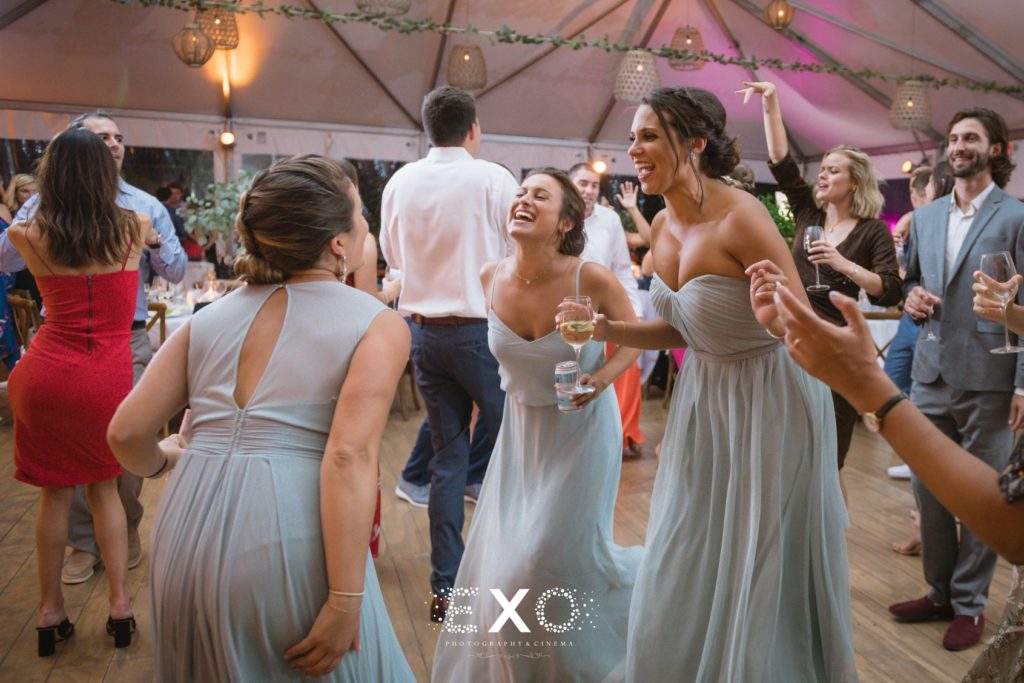 bridesmaids dancing during reception