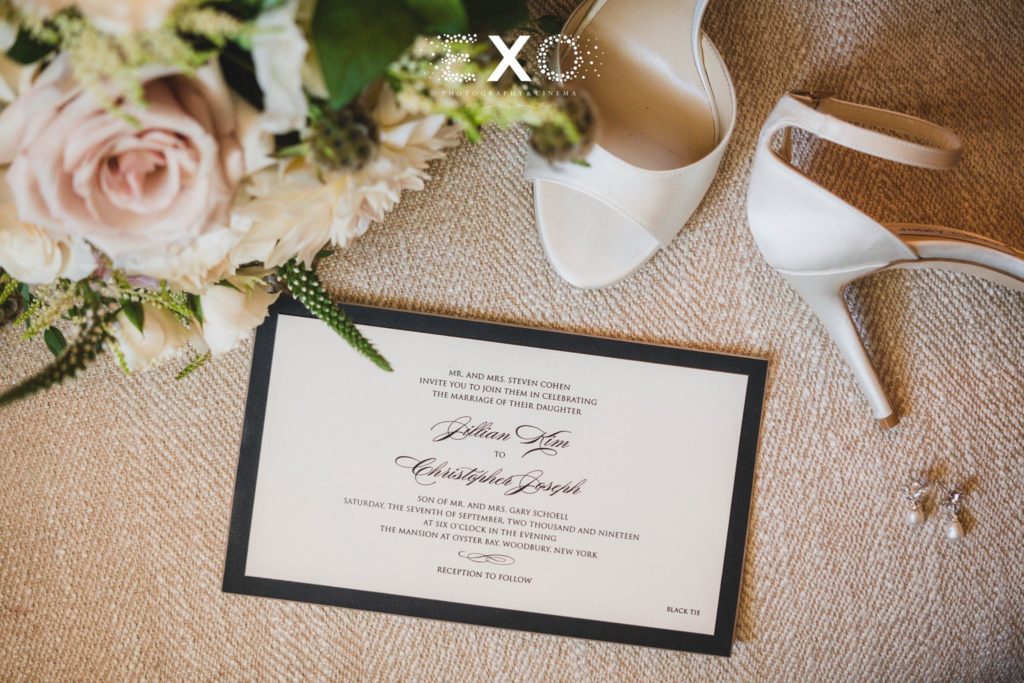 wedding invitation with bride's accessories