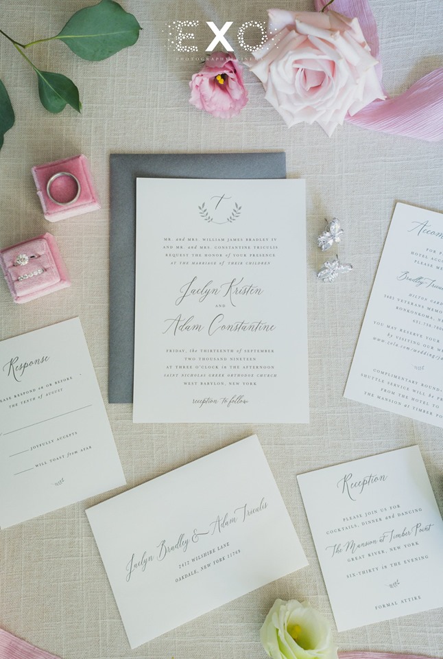 wedding invitation with bride's accessories