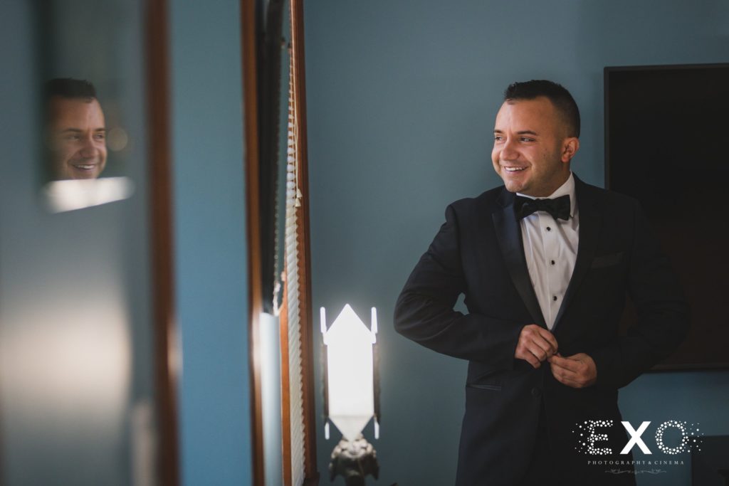 groom getting ready for his big day at Bridgeview Yacht Club