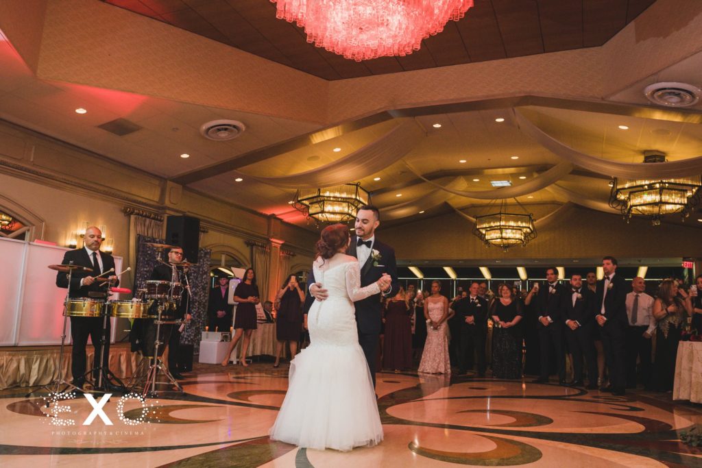 bride and groom dancing their first dance at Crest Hollow Country Club
